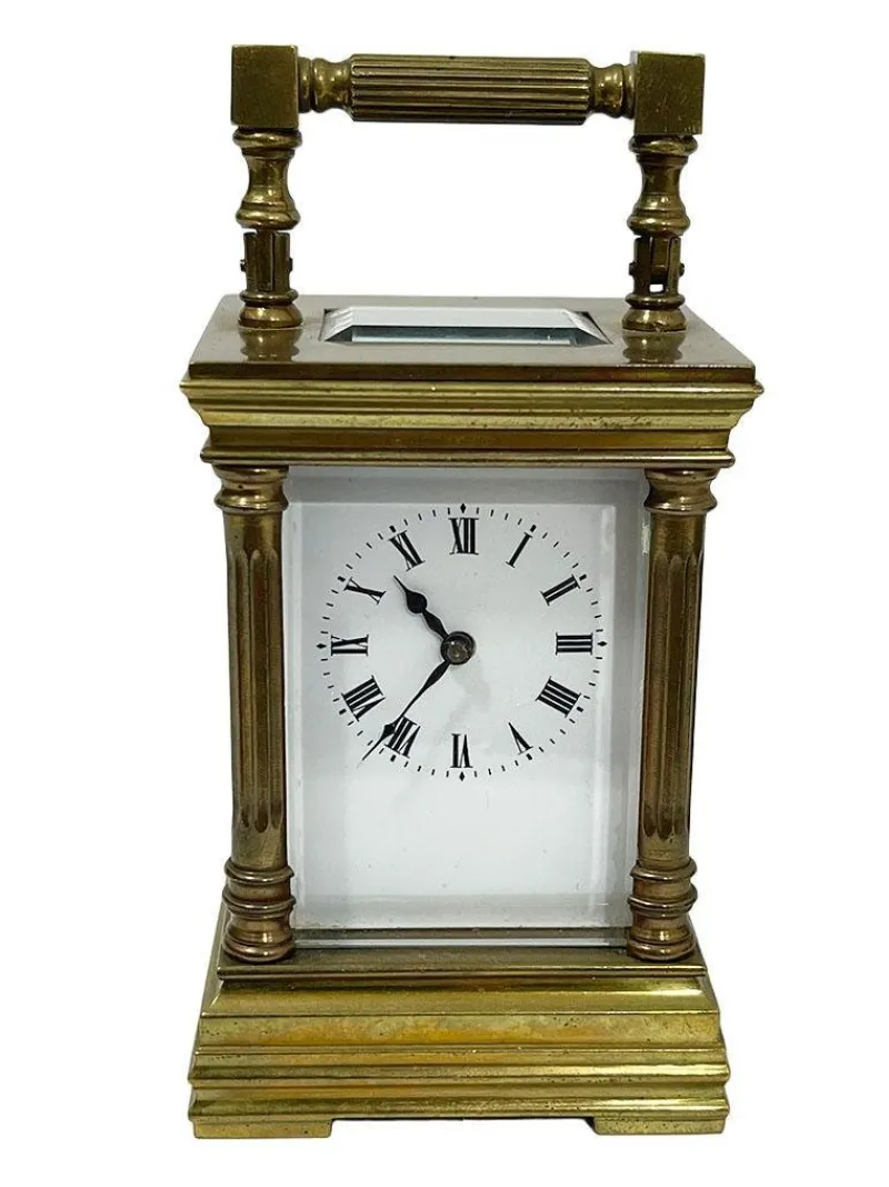 Pamono Miniature French Brass Carriage Clock with Case, 1890s> Clocks