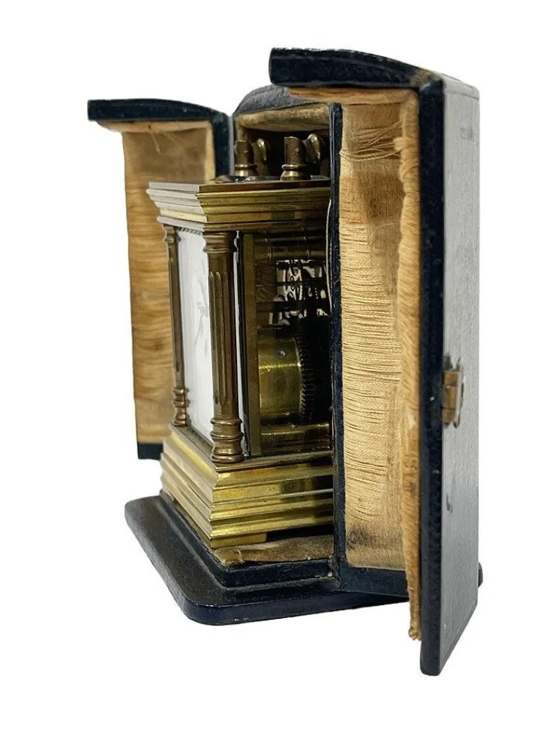 Pamono Miniature French Brass Carriage Clock with Case, 1890s> Clocks