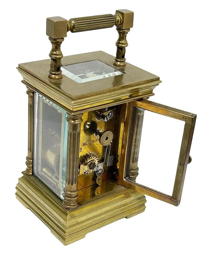 Pamono Miniature French Brass Carriage Clock with Case, 1890s> Clocks