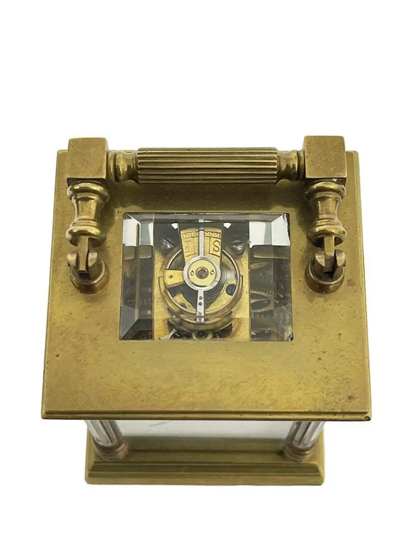 Pamono Miniature French Brass Carriage Clock with Case, 1890s> Clocks