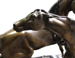 Pamono Miniature French Patinated Bronze Figure of Two Horses by P. J. Mene> Art Deco