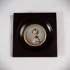 Pamono Miniature Hand-Painted Gouache Portrait of the Young Girl at the Ball by Perronneau, 19th Century