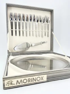 Discount Pamono Minimalist Dessert Forks, Plate and Dessert Scoop by Carl Auböck for Morinox, 1950s, Set of 14