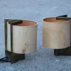 Pamono Minimalist Lamps by Giuliana Gramigna in Brass and Fabric, 1970s, Set of 2> Table Lamps