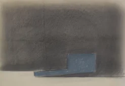 Online Pamono Minimalist Landscape in Grey and Blue, 1985, Pastel & Pencil on Paper