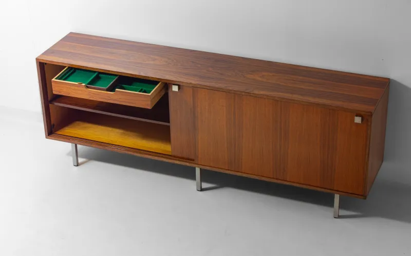 Pamono Minimalist Sideboard in Teak and Chrome by Alfred Hendrickx for Belform, 1960s> Sideboards & Buffets