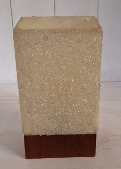 Pamono Minimalist Table Lamp with Teak Base and White Plastic Shade, 1970s> Table Lamps