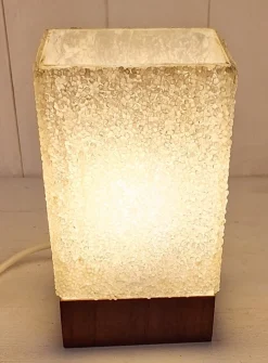 Pamono Minimalist Table Lamp with Teak Base and White Plastic Shade, 1970s><noscript><img width=