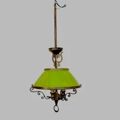 Sale Pamono Ministerial Chandelier in Green Glass and Metal