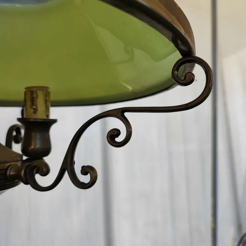 Sale Pamono Ministerial Chandelier in Green Glass and Metal