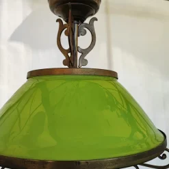 Sale Pamono Ministerial Chandelier in Green Glass and Metal