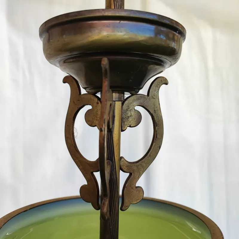 Sale Pamono Ministerial Chandelier in Green Glass and Metal
