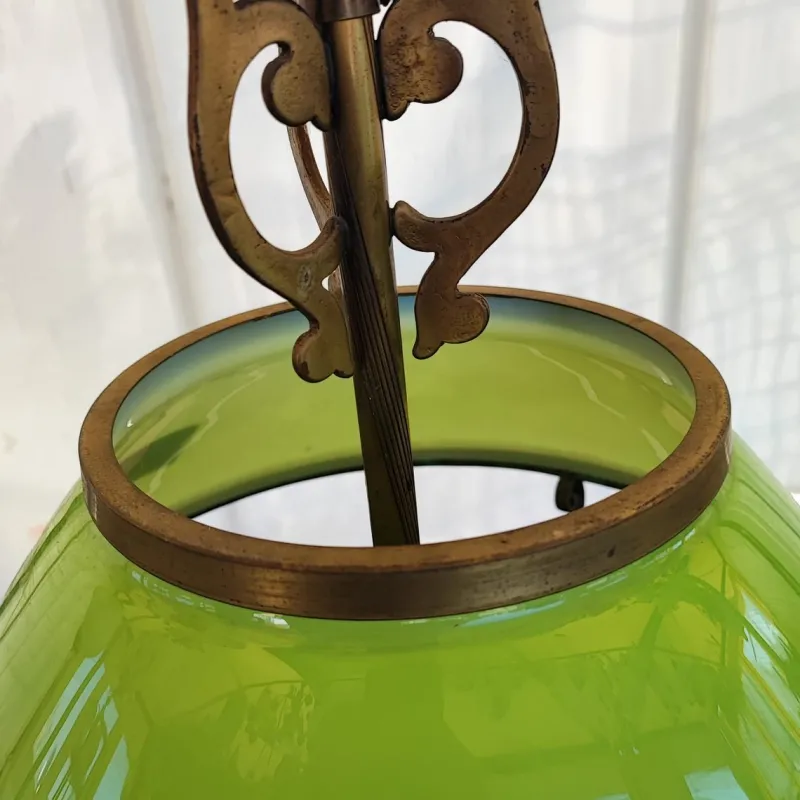 Sale Pamono Ministerial Chandelier in Green Glass and Metal