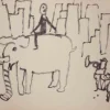 Pamono Mino Maccari, Elephant Tamer, Drawing, 1950s> Work On Paper