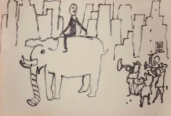 Pamono Mino Maccari, Elephant Tamer, Drawing, 1950s> Work On Paper