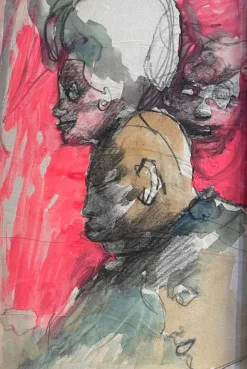 Clearance Pamono Mino Maccari, Figure Study, 20th Century, Watercolor, Framed