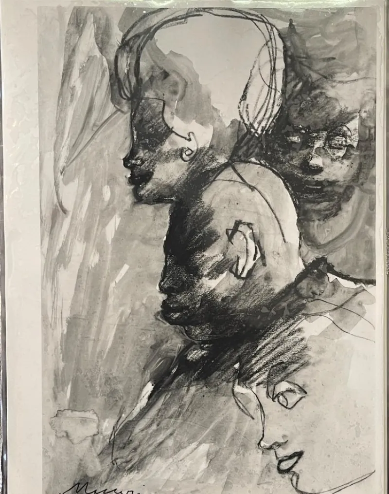 Clearance Pamono Mino Maccari, Figure Study, 20th Century, Watercolor, Framed