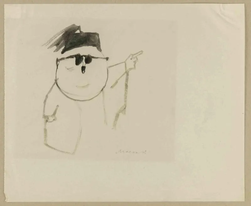 Pamono Mino Maccari, Portrait (Pietro Nenni), Drawing, 1960s> Work On Paper