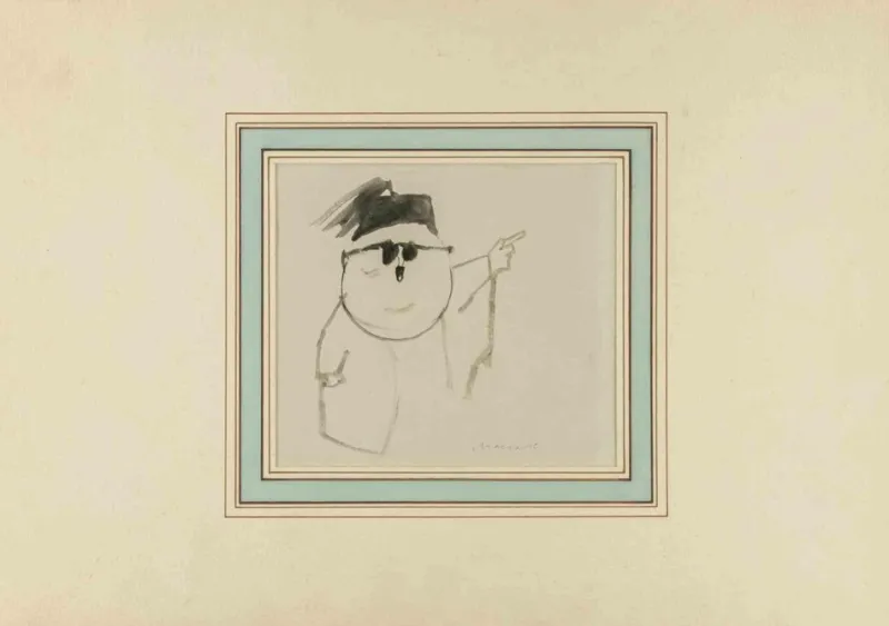 Pamono Mino Maccari, Portrait (Pietro Nenni), Drawing, 1960s> Work On Paper