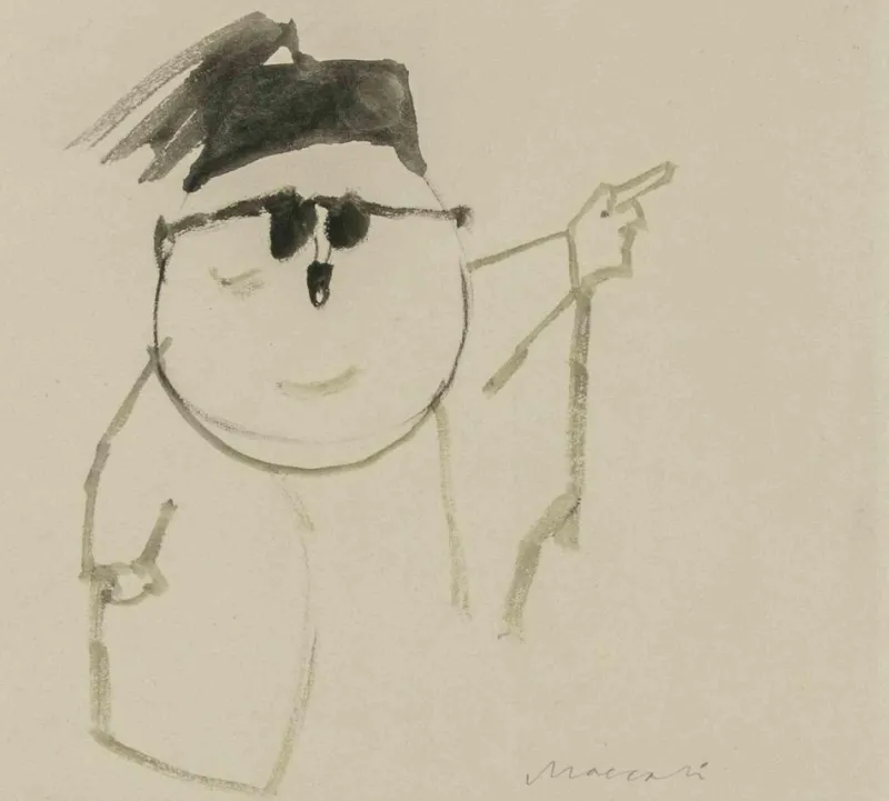 Pamono Mino Maccari, Portrait (Pietro Nenni), Drawing, 1960s> Work On Paper