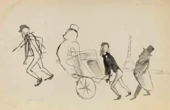 Pamono Mino Maccari, Souvenir de Paris, Artwork on Paper, 1950s> Work On Paper