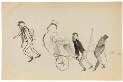 Pamono Mino Maccari, Souvenir de Paris, Artwork on Paper, 1950s> Work On Paper