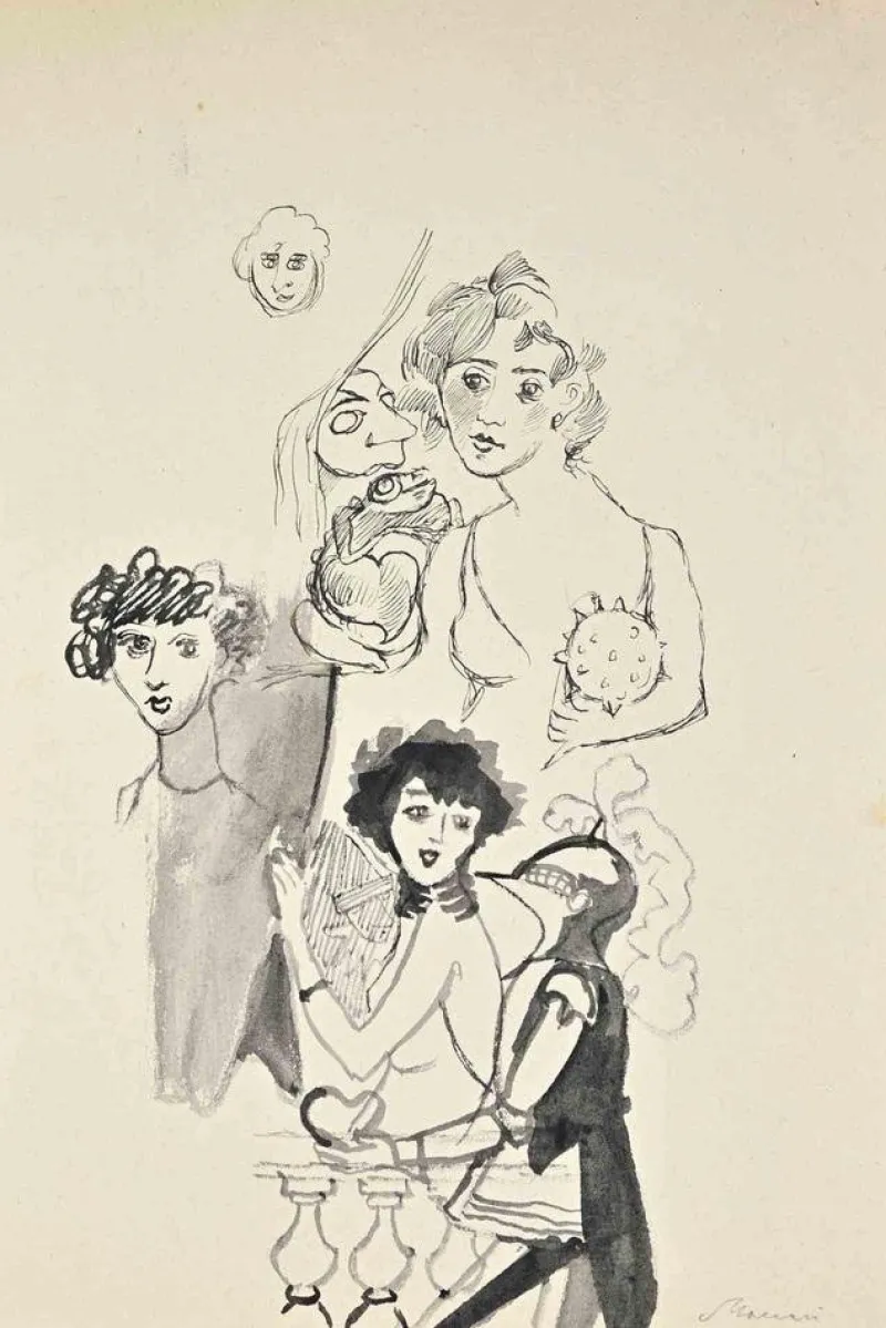 Pamono Mino Maccari, Studies, Artwork on Paper, 1935> Work On Paper