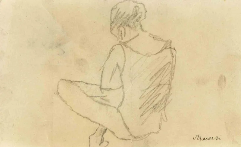 Pamono Mino Maccari, Study for a Figure, Artwork on Paper, 1928> Work On Paper