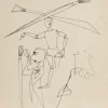 Pamono Mino Maccari, The Artist, Pen on Cardboard, 1950s> Work On Paper