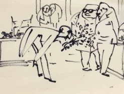 Pamono Mino Maccari, Yes Sir!, Artwork on Paper, 1960s> Work On Paper