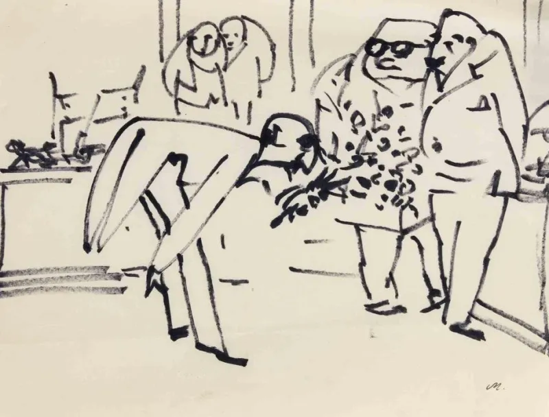 Pamono Mino Maccari, Yes Sir!, Artwork on Paper, 1960s> Work On Paper