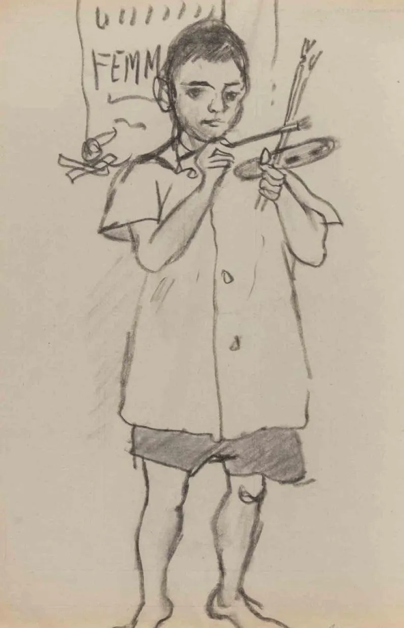 Best Pamono Mino Maccari, Young Artist, Artwork on Paper, 1932