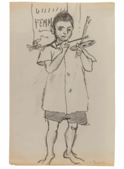 Best Pamono Mino Maccari, Young Artist, Artwork on Paper, 1932