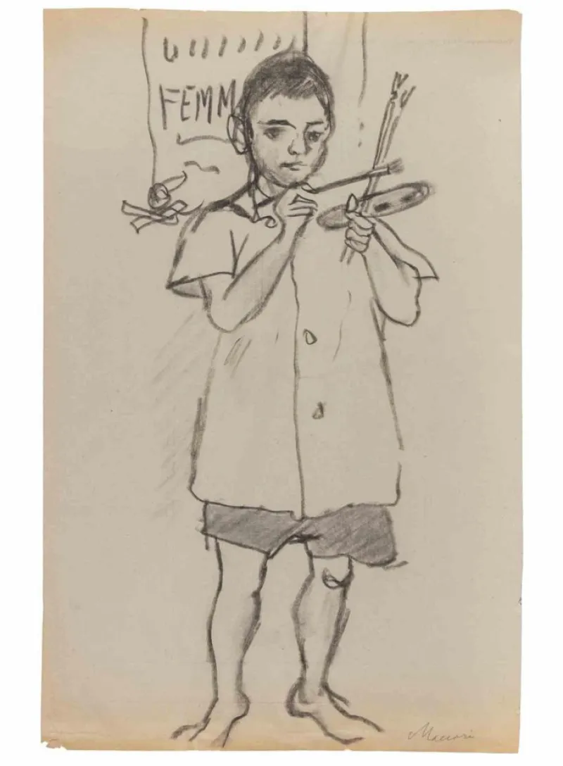 Best Pamono Mino Maccari, Young Artist, Artwork on Paper, 1932
