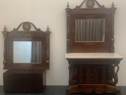 Online Pamono Mirror Console and Fireplace with Brass Inlays and Small Parts, Set of 3