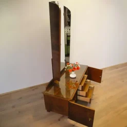 Pamono Mirror Dresser with Swivel Mirrors in Stained Flamed Birch, 1950s> Dressing Tables