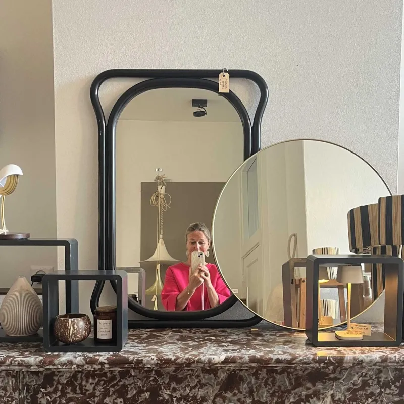 Pamono Mirror with Black Wooden Frame> Mirrors