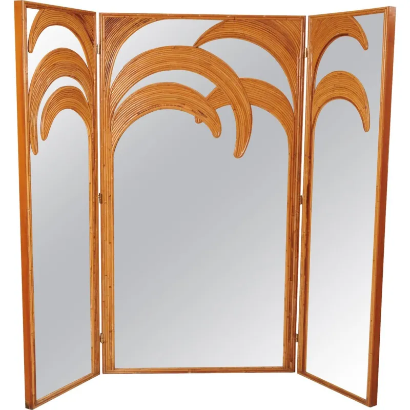 Hot Pamono Mirrored Screen with Bamboo Palm Trees from Vivai Del Sud, 1970
