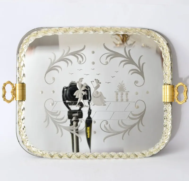 Pamono Mirrored Serving Tray in Murano Glass from Barovier & Toso> Trays