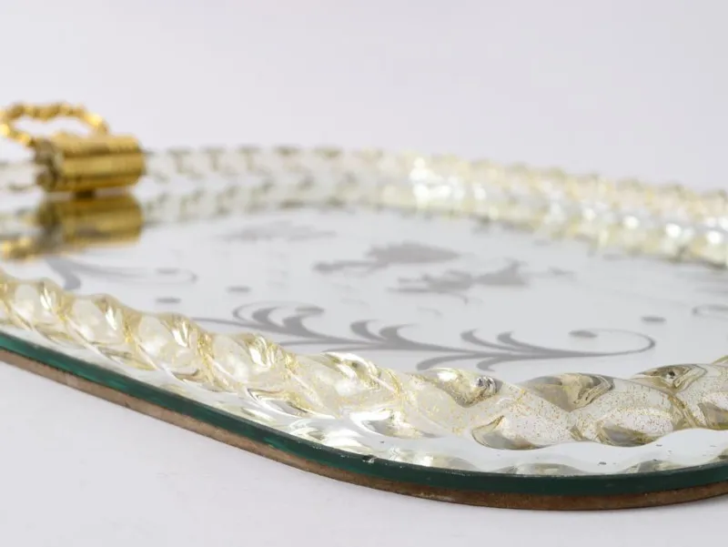 Pamono Mirrored Serving Tray in Murano Glass from Barovier & Toso> Trays