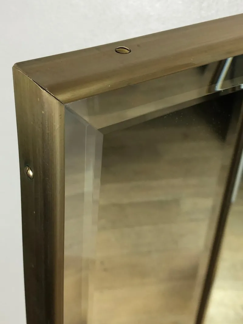 Pamono Mirrored Three Panels Brass Frame Screen from Pescetta> Room Dividers & Screens