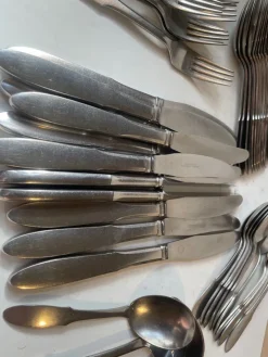Outlet Pamono Mitra Stainless Cutlery Set for 12 from Georg Jensen, 1960s, Set of 68