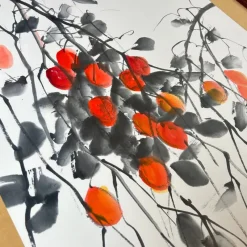 Pamono Miyazawa Shōzan, Traditional Japanese Sumi-E Artwork, 1980s, Ink & Watercolor><noscript><img width=