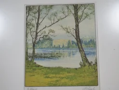 Best Pamono Münzel, Trees by the Lake, 1890s, Lithograph