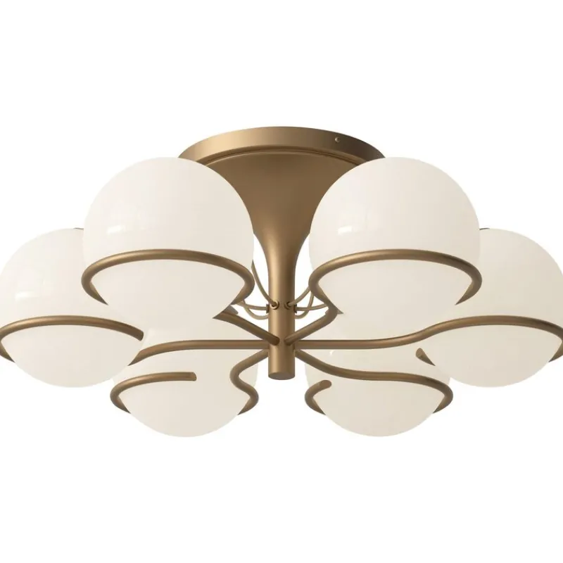 Pamono Model 2042 / 6 Lamp with Champagne Mount by Gino Sarfatti> Ceiling Lights