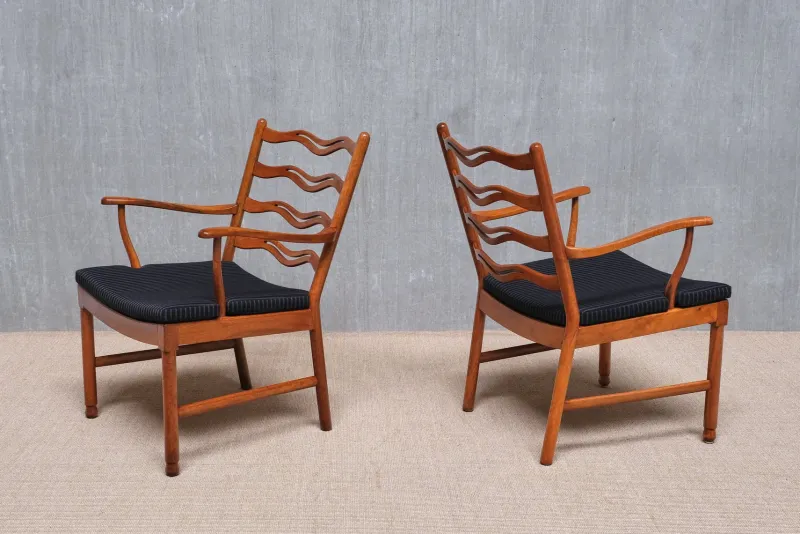Pamono Model 1755 Armchairs by Ole Wanscher for Fritz Hansen, Denmark, 1940s, Set of 2> Lounge Chairs & Armchairs