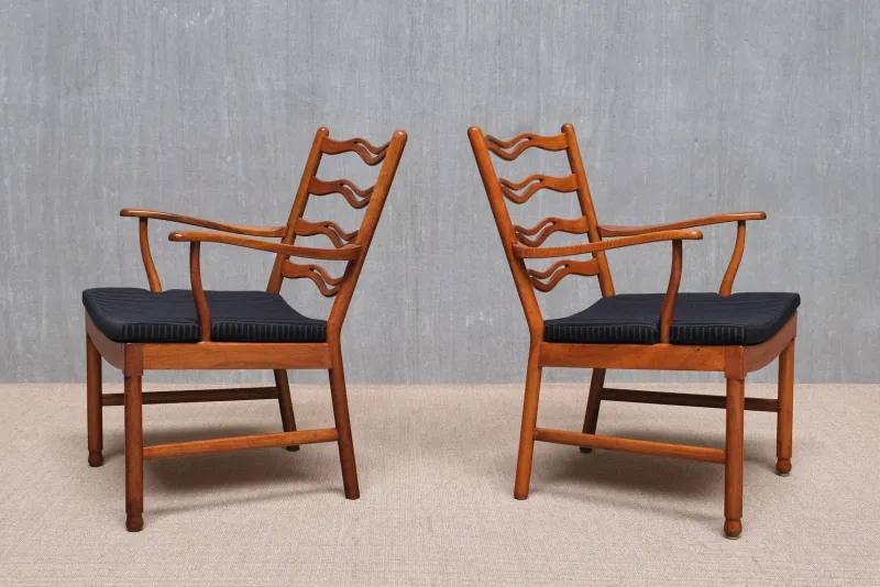 Pamono Model 1755 Armchairs by Ole Wanscher for Fritz Hansen, Denmark, 1940s, Set of 2> Lounge Chairs & Armchairs