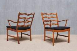 Pamono Model 1755 Armchairs by Ole Wanscher for Fritz Hansen, Denmark, 1940s, Set of 2><noscript><img width=