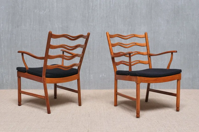Pamono Model 1755 Armchairs by Ole Wanscher for Fritz Hansen, Denmark, 1940s, Set of 2> Lounge Chairs & Armchairs
