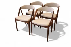 Outlet Pamono Model 31 Chair in Teak and Wool Hallingdal 65 Fabric by Kai Kristiansen for Schou Andersen, 1960s, Set of 4